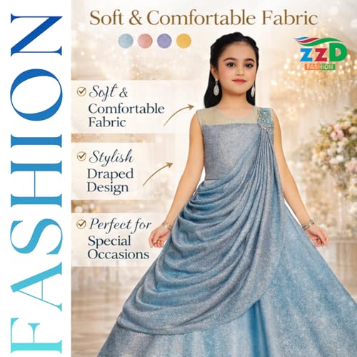 Image of Z Z D Fashion 7040 Trendy Party Sequin Work Full Length Gown Dress for Girls