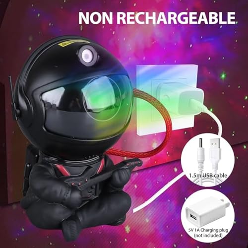 Image of One94Store Astronaut Galaxy Projector Star Night Light - 360 Rotating LED Nebula Lamp with Remote, Timer & Adjustable Head for Kids Room, Bedroom, Home & Party Decor (Guitar Astronaut, Black)