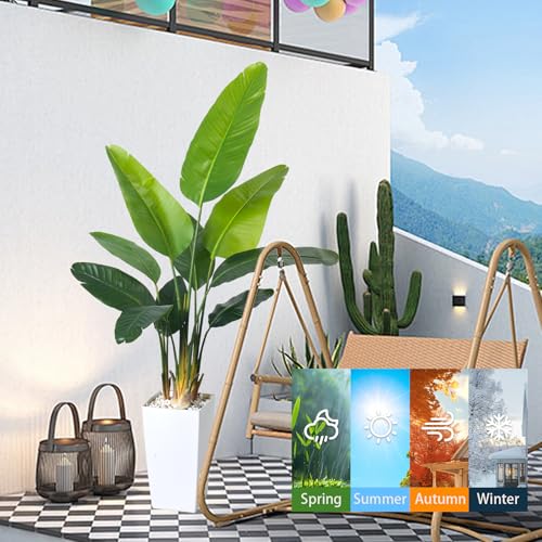 Bird of Paradise Artificial Plant 6FT, Faux Tropical Palm Tree with White Tall Planter, Large Fake Plants in Pot - Artificial Tree for Home Office Living Room Decor Indoor