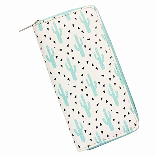 Timlee Cute Cactus Wallets For Girls Women Zipper Wallet Long Unicorn Wallets Long Purse Girls Christmas Gift(Cactus A)2