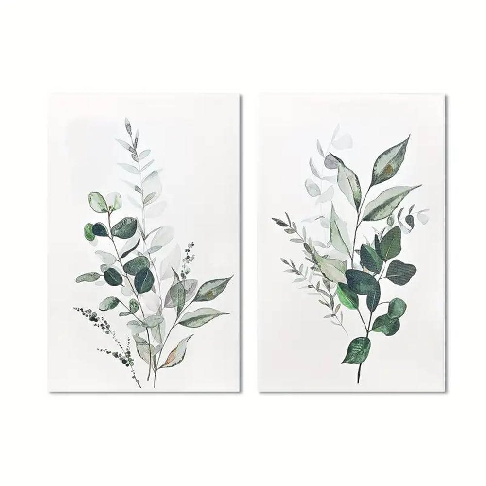 Art Decor,Canvas Poster, Modern Art, Plant Prints Decor With Sage Green Botanical Leaf for Bedroom Living Room Corridor, Wall Art Room Decoration-40 * 50cm*2PCS (No Frame)