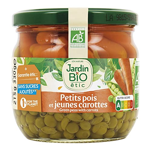 Jardin BiO étic - Petits pois et jeunes carottes - bio - Salé - Certifié AB - Bocal de 215g