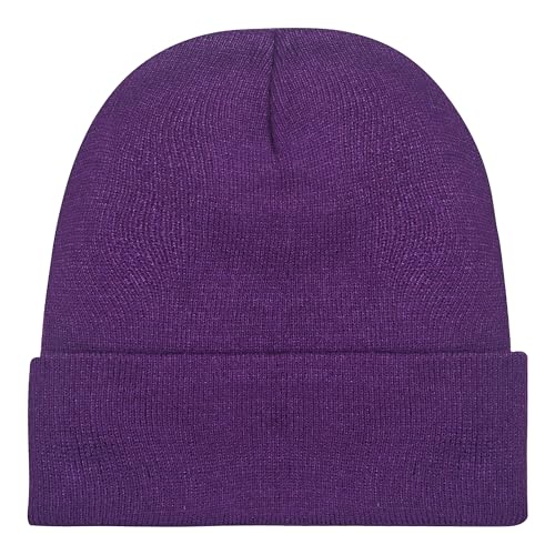 Gelante Men Women Warm Knit Cuffed Plain Beanie Hat Skull Cap. 2040A-1PC-Purple