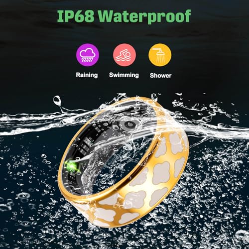 Image of FAHKNS Smart Health Ring for Women Men: Fitness Tracker Ring with Heart Rate,Blood Oxygen,Sleep Monitor,Stress,Steps Counter,IP68 Waterproof for iOS & Android,No APP Fees (Enamel,6#)