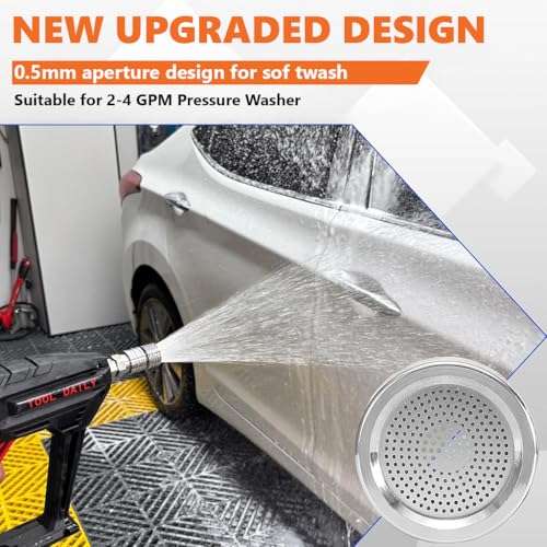 Image of HASTHIP Pressure Washer Nozzle Quick Connect 1 /4'' Stainless Steel Pressure Washer Tip Shower Nozzle, High-Pressure Fan Nozzle for Garden, Car, and Outdoor Surfaces