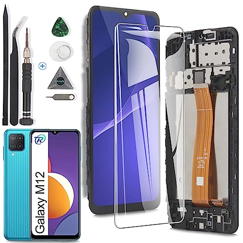 RongZy pour Samsung Galaxy M12 M127F Écran LCD + Vitre Tactile Digitizer Capteur Assemblé Remplacement pour Galaxy M12 SM-M127F/DSN(Noir avec Cadre)