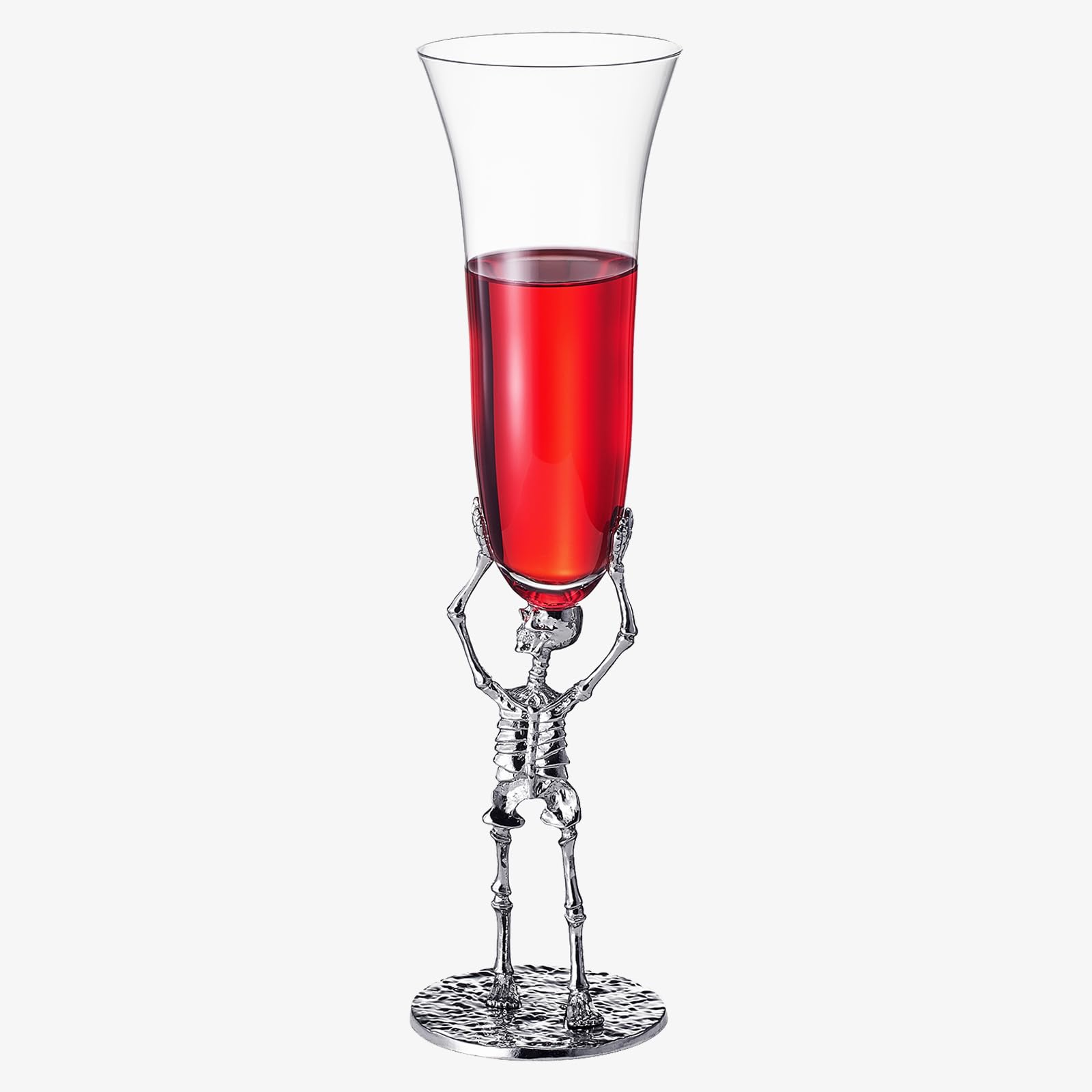 The Wine Savant Skeleton Champagne Flute Glass | Single | 7.5oz Halloween Skeleton Glasses 10" H, Goth Gifts, Skeleton Gifts, Skeleton Decor, Spooky Gift Set, Perfect for Halloween Themed Parties