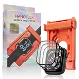 Podick Apple Watch 45mm フィルム 3枚入り ガイド枠付き Series 9/8/7 対応 アップルウオッチ 9/8/7用 保護フィルム 自動除塵 黒縁全面保議 高透過率 気泡防止 指紋防止 傷防止 貼り付け簡単 ケ-スに干涉せず「2025改良」