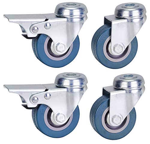 Bulldog Castors - Ruedas de goma dura (freno de 50 mm, 10 mm, fijaci�n de agujeros de perno, ruedas de alta resistencia, 100 kg por juego