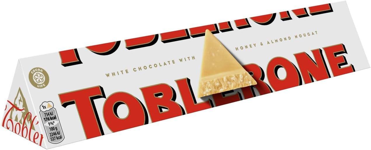 Toblerone White Chocolate Large Gift Bar, Swiss White Chocolate with Honey & Almond Nougat, Perfect for Sharing or Gifting, 360 g (Pack of 1)