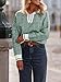 Saodimallsu Womens Fall Sweaters Tops Lapel V Neck Knit Sweater Color Block Long Sleeve Casual Soft Pullover Shirt Green