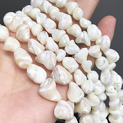 Image of HAAMIIQII 8x12mm Natural Freeform White Mother of Pearl Shell Beads Loose Gemstone Beads for Jewelry Making Strand 15 Inch (31-33pcs)