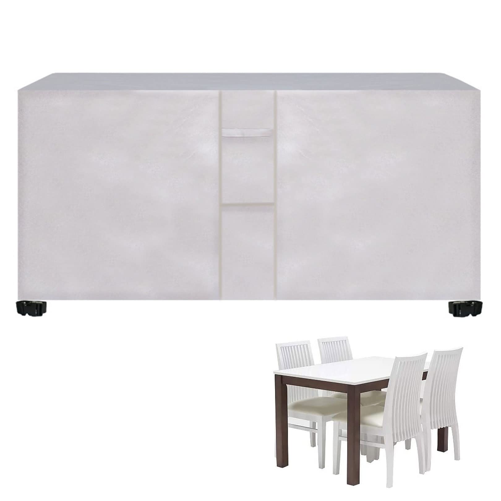 Copertura resistente per mobili da giardino, 200 x 200 x 80 cm, protezione UV, copertura per lettino prendisole con presa d'aria, antistrappo, per sedie e tavolo, argento