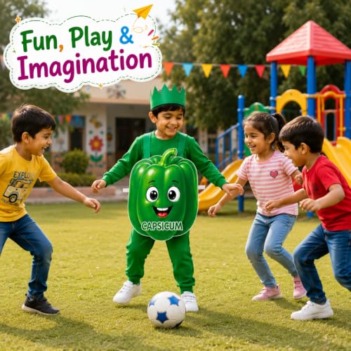 Image of Raj Costume Kids Fruit & Vegetable Fancy Dress Costume | Soft Felt Fruit and Vegetable Cutout Costume for Boys & Girls | School Annual Function