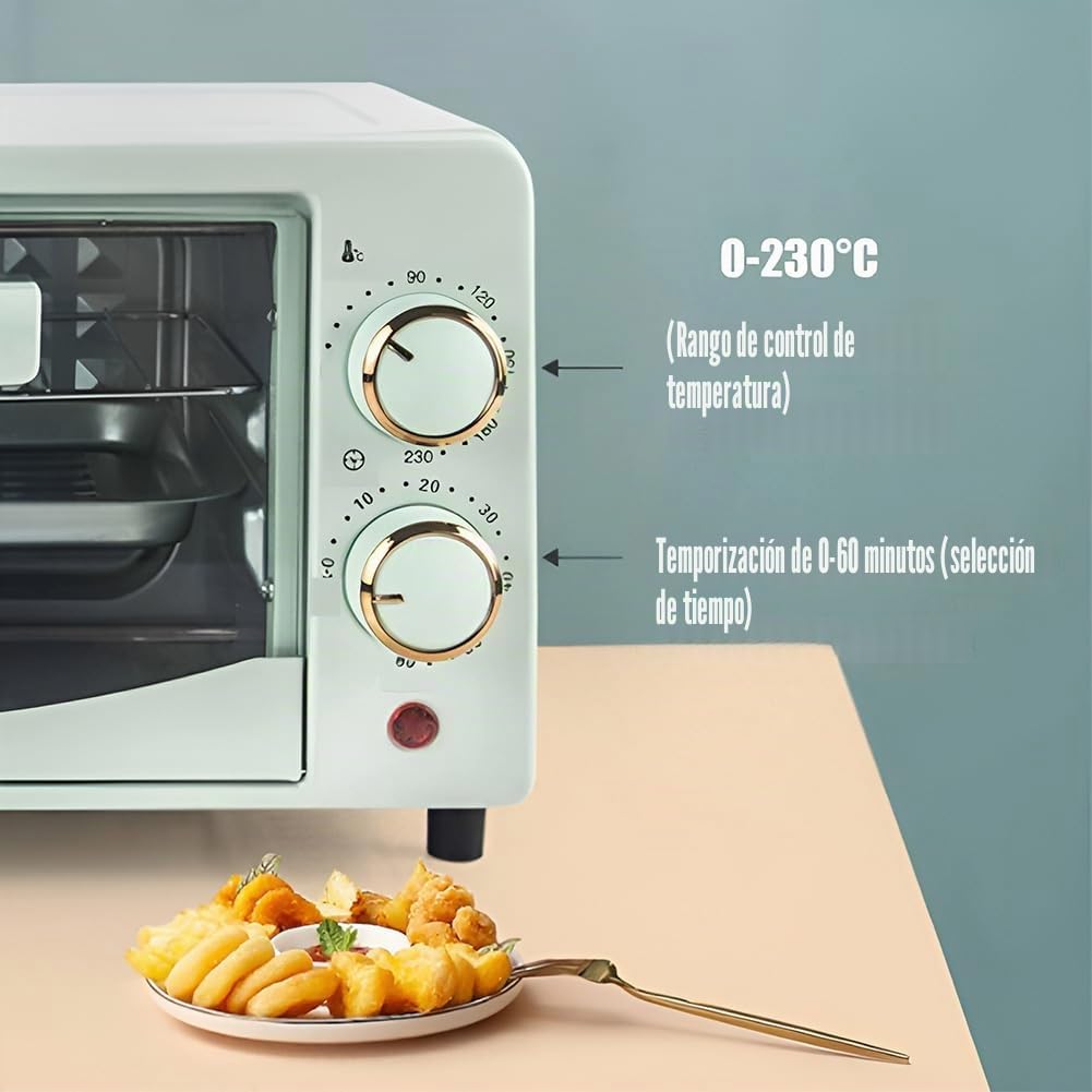 Horno eléctrico Inteligente, tostadora de convección de encimera de 12 litros, Horno para Hornear Pasteles pequeños, máquina de Desayuno Multifuncional, Control de Temperatura Ajustable de 0-230 ℃ A