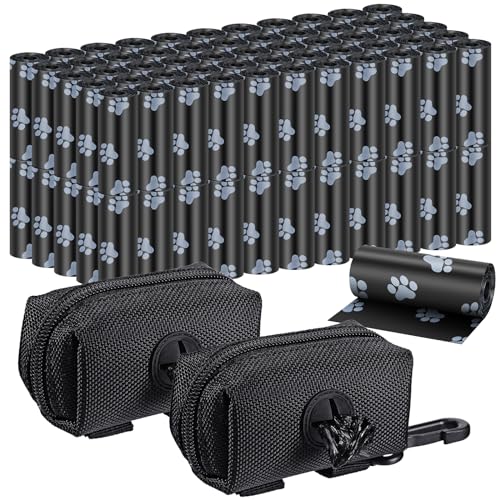1500 Ct Dog Poop Leak Proof Bags with 2Pcs Dog Poop Bag Dispenser and Leash Clip, Waterproof Doggie Bags Holders, Pet Dog Waste Bag Bulk 100 Rolls, Unscented, for Owner Outdoor Walking Travel