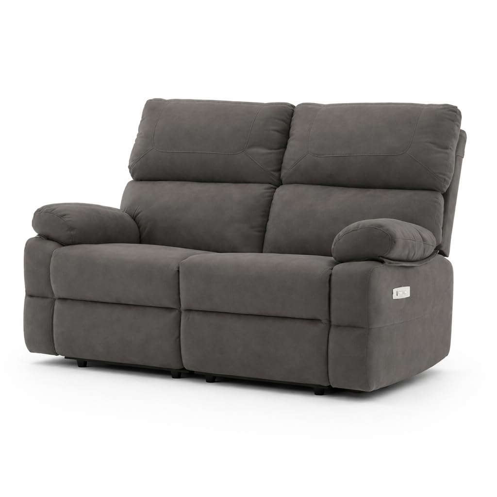 Decor Space Divano Cassiopeia con doppio recliner elettrico e rivestimento in tessuto per interno (2 posti/Beige)