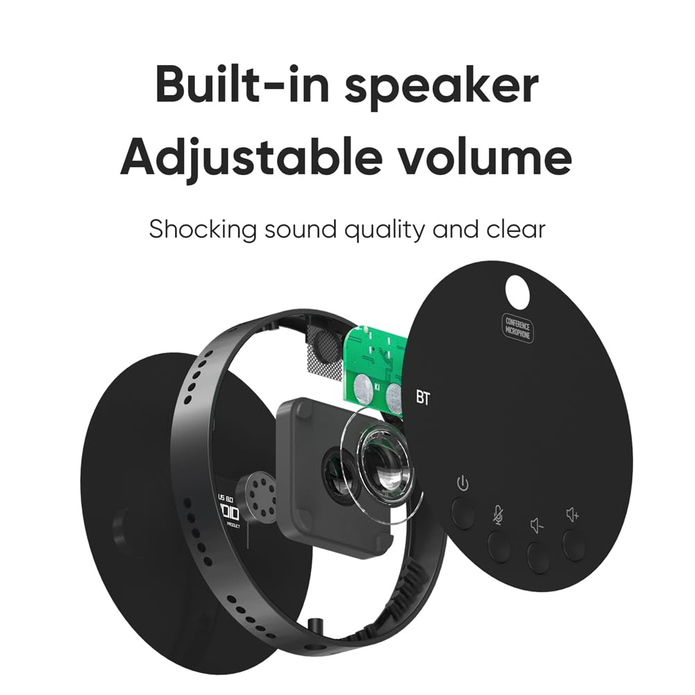 Micrófono con Altavoz para Conferencias de Escritorio, Micrófono Bluetooth, Condensador Omnidireccional de 360°, Plug and Play, Micrófono para Computadora con Altavoz
