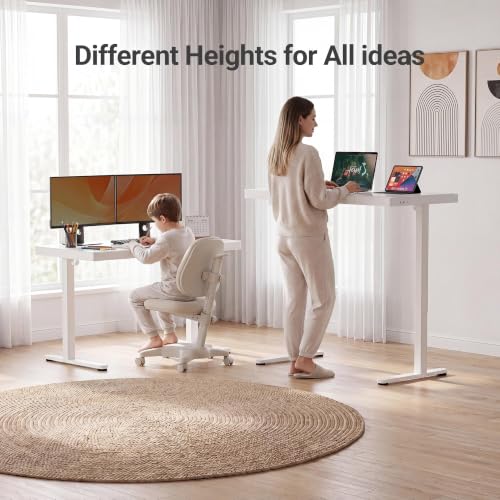 Image of Claiks Glass Standing Desk with Drawers & USB Ports 48 Inch