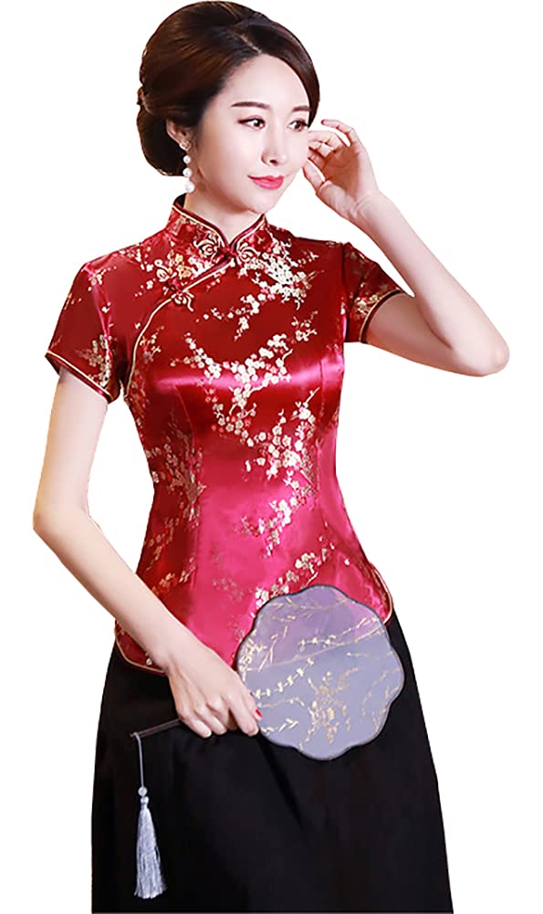 ♦com com♦チャイナ✵フレア❇シャツブラウス❇ジャケット▼AD2022▲ チャイナ服 優雅な立ち襟チャイナドレス上下セット セットアップ