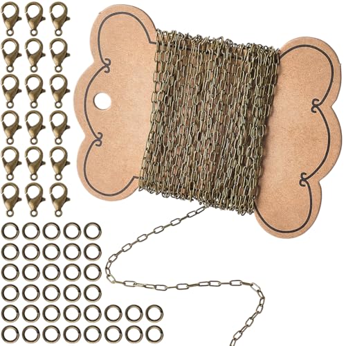 SUNNYCLUE 16.4 Feet/5M 5mm Curb Chains Link Bronze Jewelry Chains