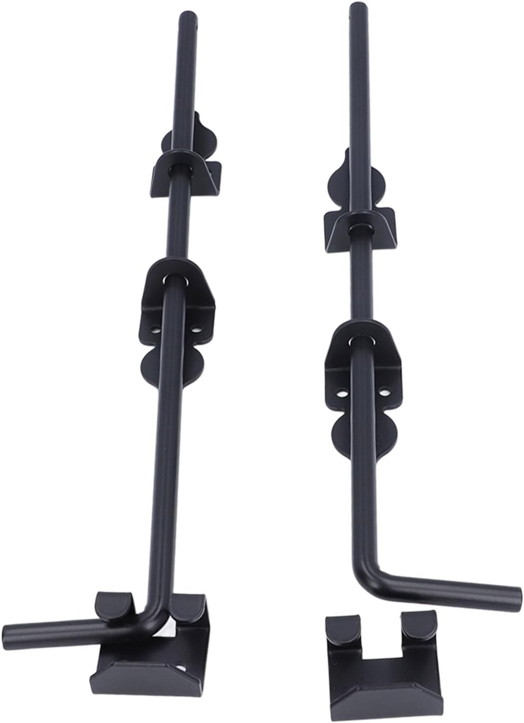 18 Inch Cane, 2pcs Heavy Duty Gate Drop Rod Solid Steel Ground Latch with Black Powder Coating, for Wood PVC Metal Gates Fences Doors Single Double Gate