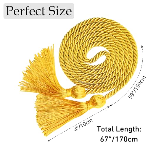 Image of Graduation Honor Cords Gold Graduation Cords with Tassels, 67 inch Long for Graduation Students