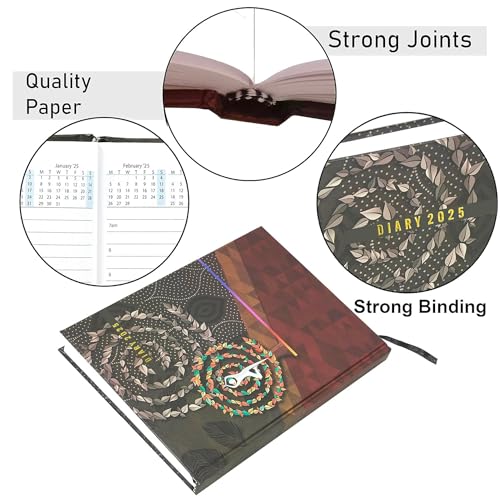 Image of TULMAN 2 Pack A5 Hard Bound 2025 Journal Diary - Yoga Motivational Planner & Creative Writing Perfect for Students, Professionals & Gift Giving (23 x 17.6 x 1.7) CM