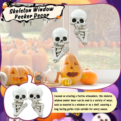 Set de 2 estatuas de esqueleto divertidas para Halloween miniatura 5