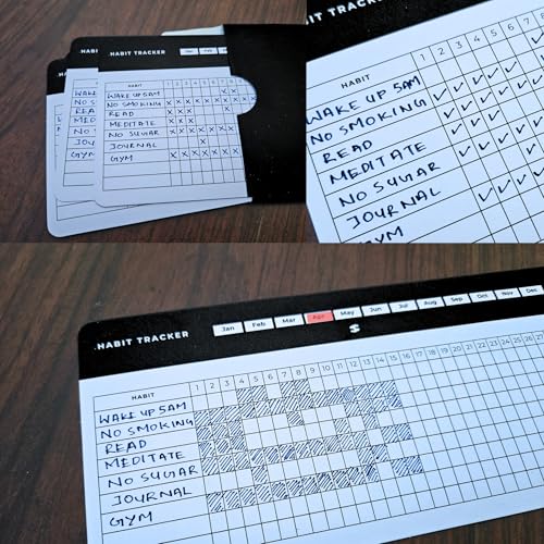 Image of Habit Tracker | Daily and Monthly Habit Tracking Cards - Goal Board, Productivity tool, Habit Journal - Pack of 12 Cards for 12 Months