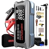 6000A Jump Starter with Air Compressor, PD 65W Fast Recharging,Portable Car Battery Jumper Starter for All Gas &10.0L Diesel, Dual Cylinder Fast Inflator with Light,12V Battery Booster Emergency Kit