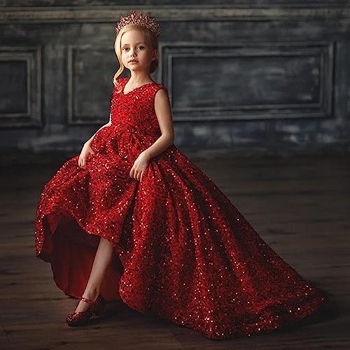 Sparkly Flower Girl Dress Sequined Pageant Ball Gown Kids Long Christimas Birthday Dresses3