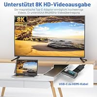 Digitales Display USB-C-Magnetadapter rechtwinklig PD240W 24-polig (2er-Pack) Spannung Strom Leistung LED-Display, Typ-C-Leistungsmesser Tester 90 Grad USBC 4 40Gbit/s 8K 60Hz für Thunderbolt 3/4 – Ansicht 6