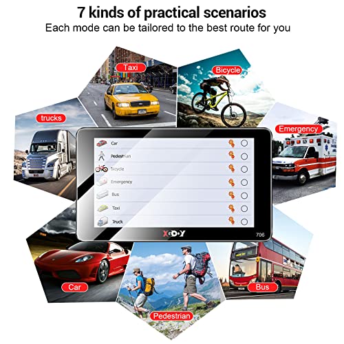 Xgody Gps Navigation For Car 2.5D Screen 7 Inch 2023 Maps Car Gps For Car Truck Gps Commercial Drivers Semi Trucker Navigation System 8Gb 256M With Voice Guidance Free Lifetime Map Updates #TOP6