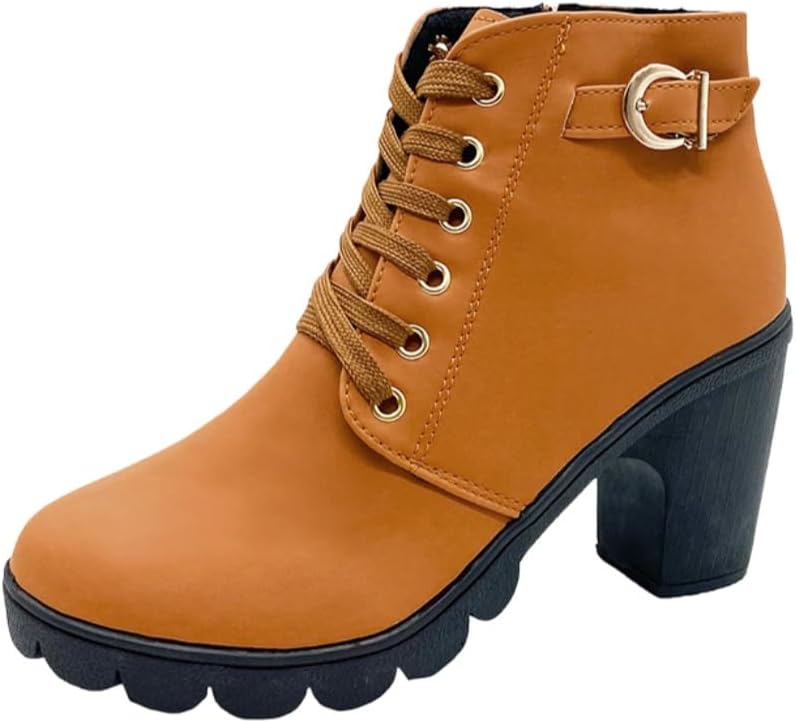 Lady's high-heeled short boots, thick sole, outdoor use, anti-slip and wear-resistant