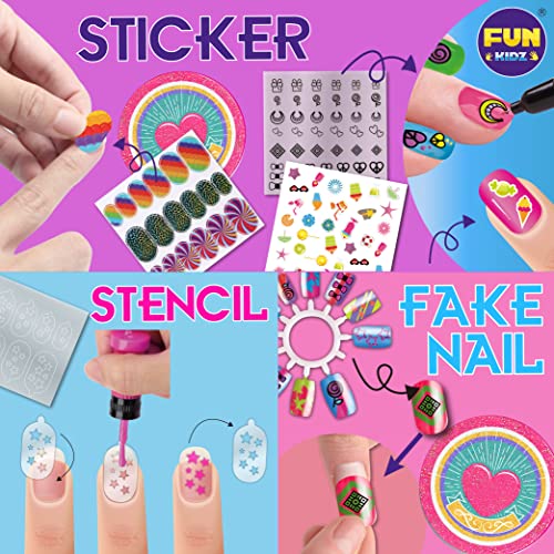 Kids Nail Kit For Girls Ages 7-12, Funkidz Ultimate 315Pcs Nail Polish Pens Combo Glitter Temporary Nail Supplies For Teens Spa Makeup Kit, 17.91Wx12.4L #TOP2