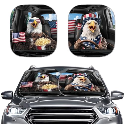 Image of Independence Day Eagles Car Sun Shade Windshield Foldable Removable Automotive Accessories Auto Interior Protector Reflect UV Sun and Heat and Protect Your Car