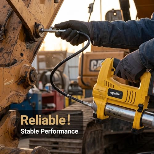 Image of Cordless Grease Gun Compatible with DeWalt 20V Battery(Tool Only), Battery Powered, 10,000 PSI Brushless Motor, 5-Speed Variable Flow, 14 oz Grease Cartridge, 30 inch Flexible Hose, Low Voltage Protection