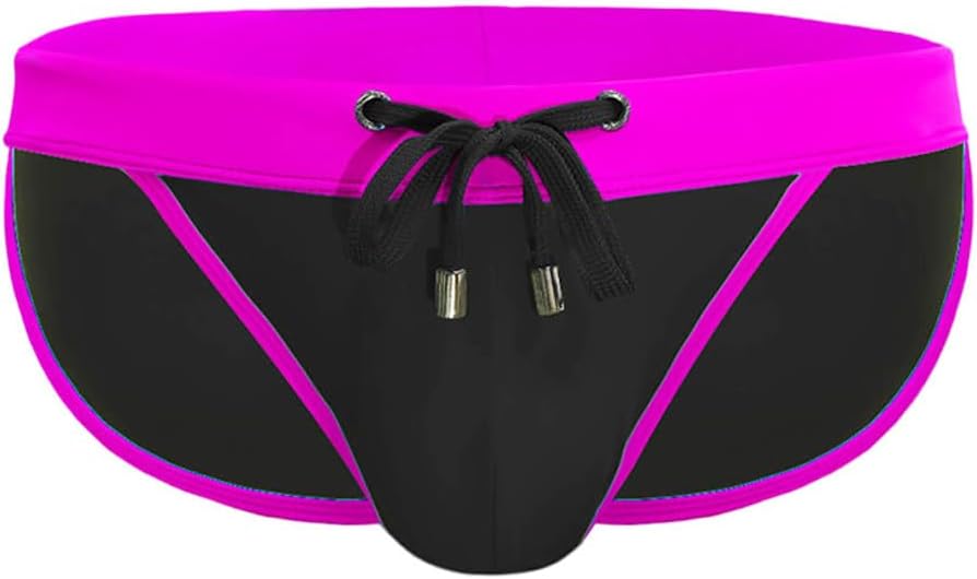 MIZOK Men's Sexy Color Block Swim Briefs Hot Body Bikini Swimwear with Adjustable Drawstring - Image 4