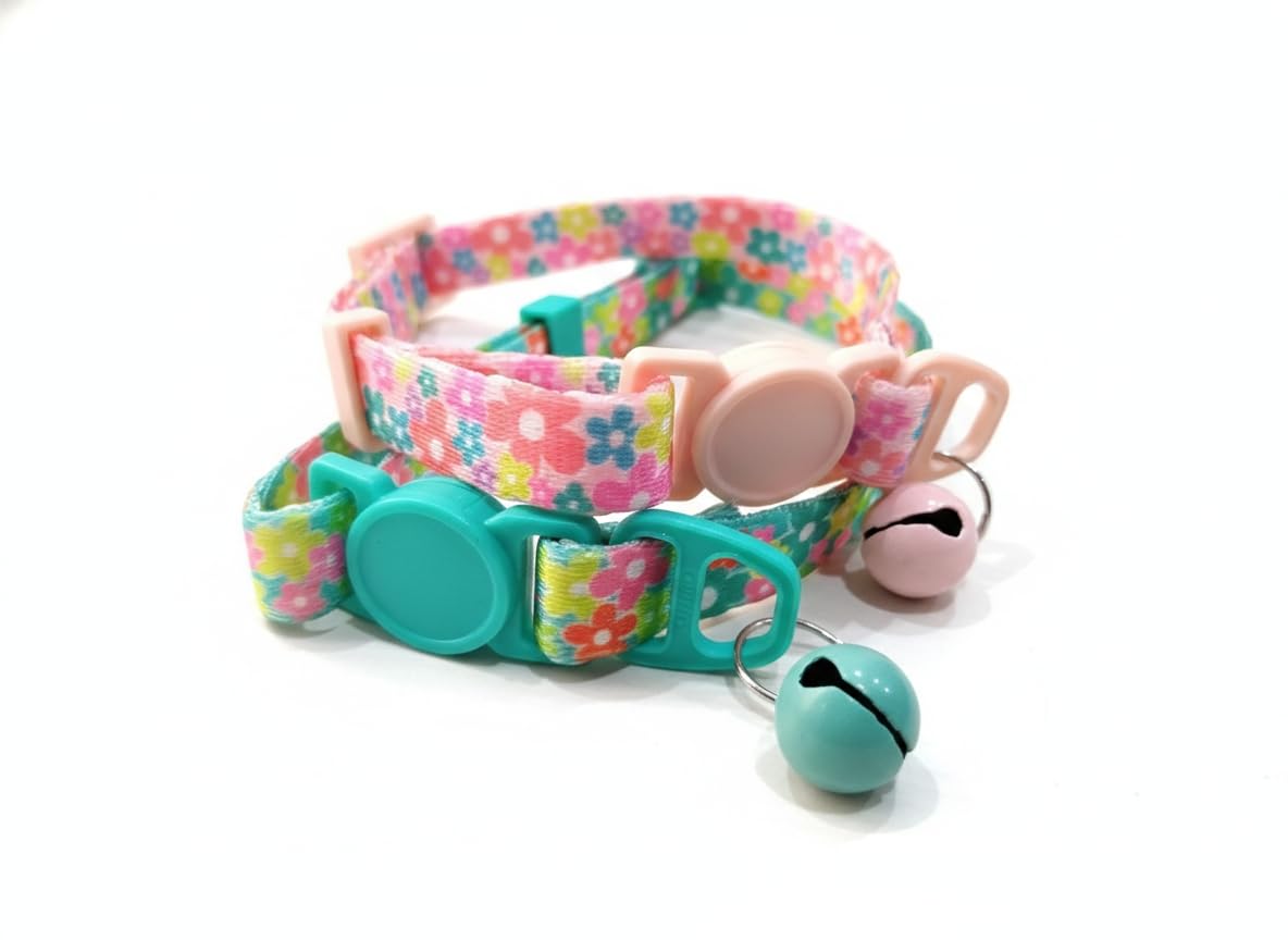 DOG TRUST Adjustable Cat Collar Set with Bell and Flower Design, Includes Name Tag, Suitable for Indoor and Outdoor Cats – for Female and Male Cats (Pack of 2)-picture-28