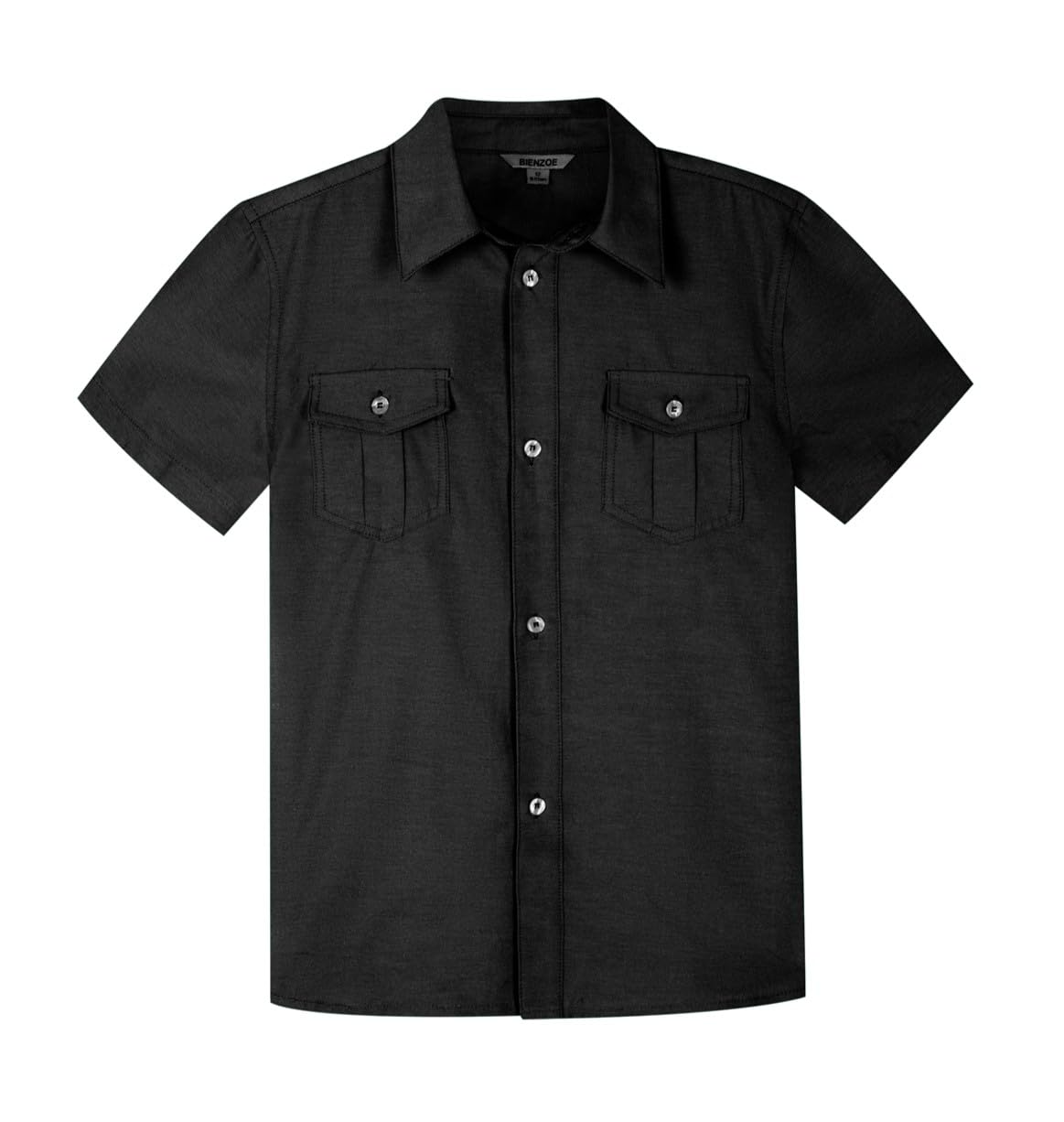 Bienzoe Niños Manga Corta para Escuela: Chicos Botón Cuello Vestido Moda Camisas