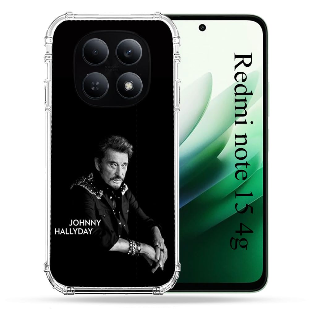 Coque Redmi Note 15 4G Johnny Hallyday Noire antichoc - 2