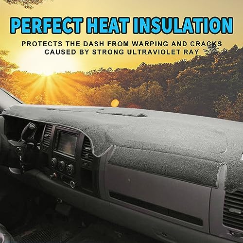 POSAID Dashboard Dash Cover Carpet for Chevy Silverado 2007-2013 and GMC Sierra 07-13 with Two Glove Boxes Car Dash Cover Mat Gray by POSAID - Image 4