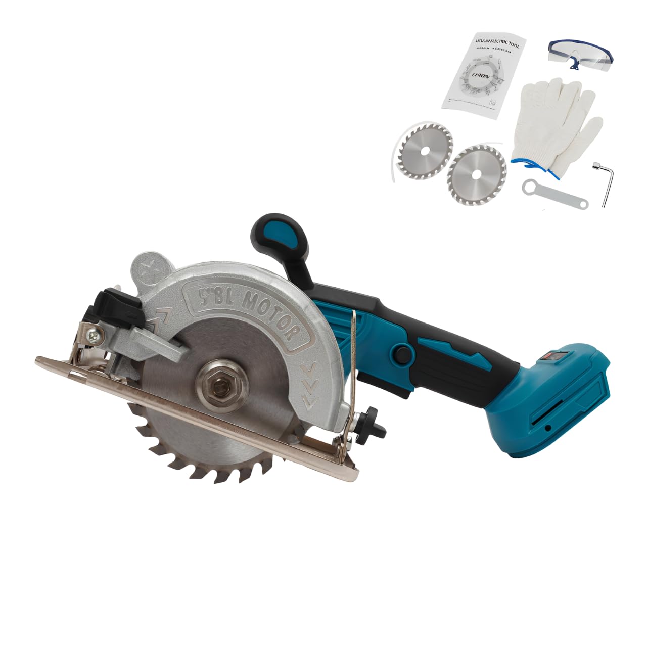 Mini piła tarczowa, bezszczotkowa ręczna piła tarczowa, 1050 W, 6800 obr./min, piła Ø 127 mm, kąt cięcia 0-45°, głębokość cięcia 0-41 mm, bez trudu tnie drewno, metal, płytki i plastik