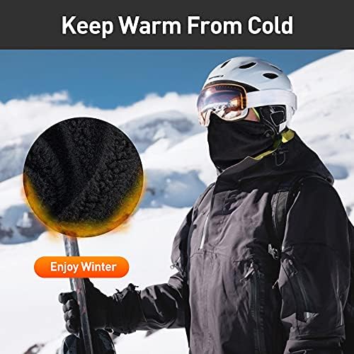 Arcweg Neck Warmer Thermal Snood For Men And Women With Drawstring Tube Scarf Fleece Face Warmer Neck Gaiter Winter Scarf For Skiing, Motorcycle, Snowboard, Cycling Black Black