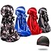 4PCS Silky Durags for Men 360 Waves, Designer Do Rag, Award 1 Wave Cap (Snack Flower Blue Black Red)