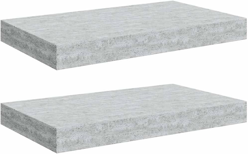 Wall Shelf Set of 2 Floating Shelves in Concrete Grey MDF and Metal 15.7 Inch Modern Shelves for Living Room Bedroom Wall Decor Storage Display