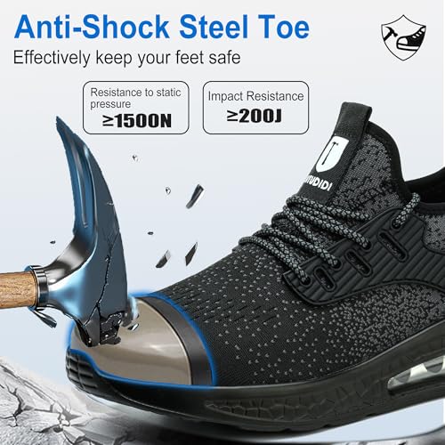 Scarpe Antinfortunistiche Uomo Donna Scarpe da Lavoro Donna Antiscivolo Scarpe Antinfortunistica Anti-Schiacciamento Ammortizzazione Comodo Traspiranti Leggere con Punta in Acciaio Ammorti 38-46 EU
