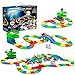 USA Toyz Large Glow Trax Race Tracks for Kids- 380pc Glow in The Dark Race Car Track Set with 360pk Bendable Roads, Roundabout Ramp, 2 Bridges, 2 Ramps, 2 LED Toy Cars, STEM Toys for Boys and Girls