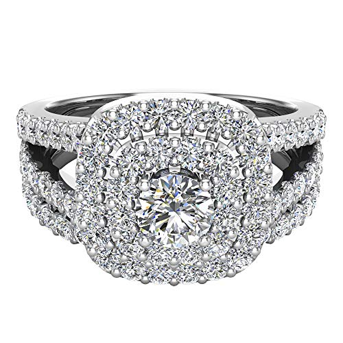 Cushion Shape Wedding Rings Set Diamond Bridal Sets Double Halo Style 1.10 ctw4